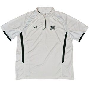 Under Armour Heat Gear Hawaii Men's L Golf Polo Shirt Short Sleeve White & Green